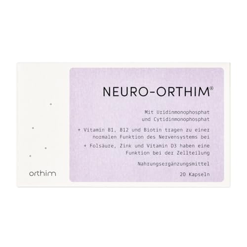NEURO-ORTHIM - mit Uridin, Cytidin & Folsäure + Vitamin B12 trägt zu einer normalen Funktion des Nervensystems bei - nur 1x Kapsel täglich - vegan, glutenfrei, laktosefrei (20 Kapseln)