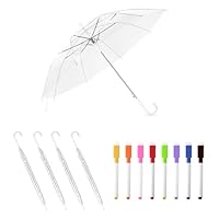 ADFGEGL Artist-Grade Clear Umbrella Kit w/ 8 Markers - Create Your Own Waterproof Designs! Four umbrellas