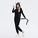 Black Cat Halloween Cosplay Costume Hooded Zip-up Long Sleeve Fuzzy Jumpsuit Cartoon Animal Cosplay (Women, S)