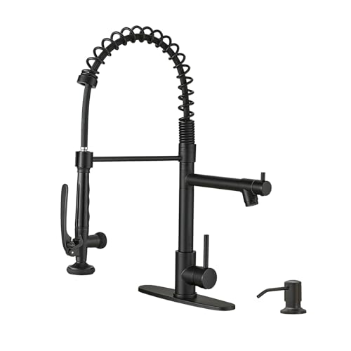 Image of Fapully Commercial Pull Down Kitchen Sink Faucet with Sprayer Matte Black