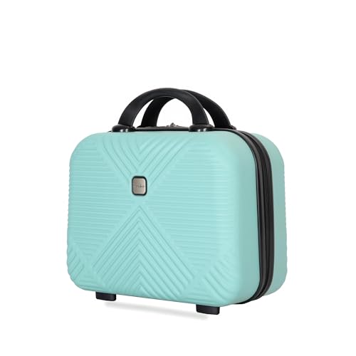 4-piece ABS lightweight suitcase, 14 inch makeup box, aircraft wheels (14/20/24/28) (LIGHT BLUE)3
