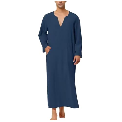 Ropa árabe para hombre musulmán Kaftan Abaya Hombres Largo Thobe Medio Arabia Saudita Albornoces Vestidos Ropa de oración para Hombres Vestidos Musulmanes Thobe Vestido maxi étnico, 01 azul., S