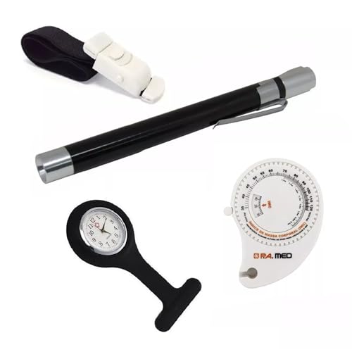 Kit De Bolso Enfermagem Lanterna Relogio Lapela Garote Trena