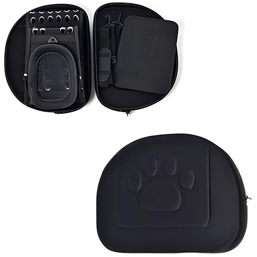 Retoo Transportbox für Katze Hund Transporttasche für Haustiere, Faltbare Haustier Tragetaschen für Kleine Hunde Haustiertransportbox für Kätzchen Welpen und Kaninchen Schwarz