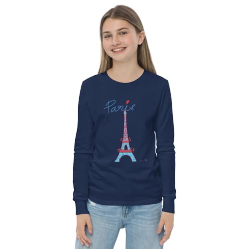 Youth Long Sleeve tee Eiffel Tower Blue®3