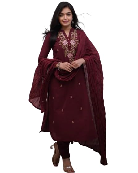 Image of piludi Embroidered Designer Kurta Set for Women | Kurta Pant with Dupatta | Lightweight, Soft and Comfortable Outfit Designed for a Clean and Modern Everyday Look
