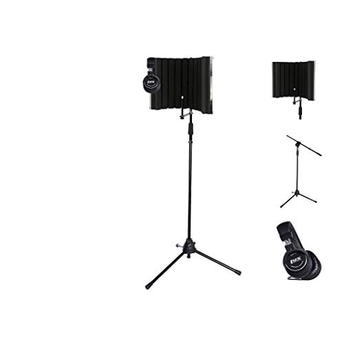 LyxPro VRI-30 Portable Acoustic Isolation Instrument Shield, Sound Absorbing, Reflection Panel with Portable & Foldable Strong Durable TMS-1 Adjustable Microphone Stand Boom Arm and Studio Heaphones