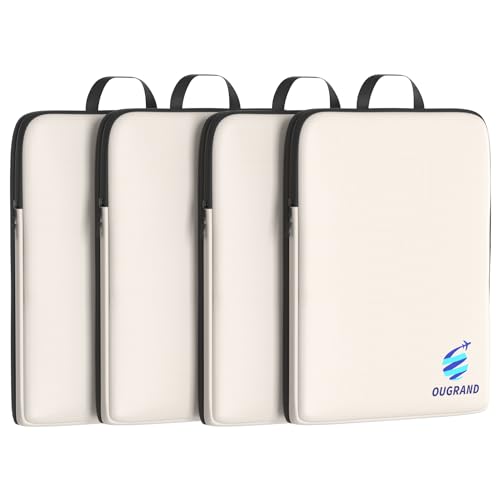Ougrand Compression Packing Cubes for Travel - Expandable Luggage Packing Organizers Compression Packing Cubes 4 Set for Carry-on Suitcases Travel Essentials Bags