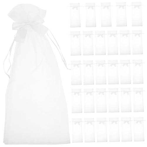 DRESSOOS 30個 透明オーガンジー小型メッシュ巾着袋 薄手引き紐付き 贈り物用ワインラッピングバッグ 結婚式パーティー ジュエリーポーチ 多