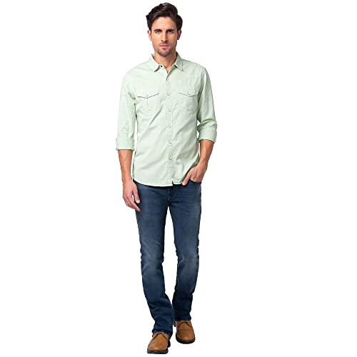 Image of Spykar Men's Slim Fit N /A Full Sleeve Solid Casual Shirts