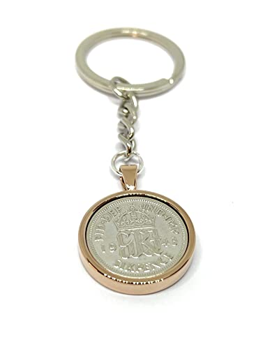 Moneda de 6 peniques para llavero conmemorativo de 80 cumpleaños