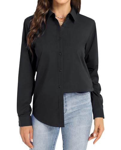 J.VER Schwarze Bluse Damen Businesshemd Klassische Button Down Langarm Shirt Freizeit Hemdbluse FüR BüRo Arbeit Reise All Schwarz J.VER Schwarze Bluse Damen Businesshemd Klassische Button Down Langarm Shirt Freizeit Hemdbluse FüR BüRo Arbeit Reise All Schwarz
