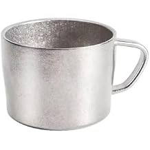 Titanium Double Wall Espresso Cup 150ml / 5oz Small Coffee Mug for Hot Drinks Ultralight Durable Drinkware for Home Office Travel, Camping No Coating,Dishwasher Safe RT149D Silver