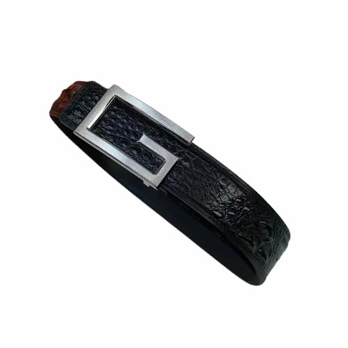 Authentic Exotic Crocodile Skin Steel Pin Buckle Men's Waist Strap Genuine Real True Alligator Leather Male Black Belts