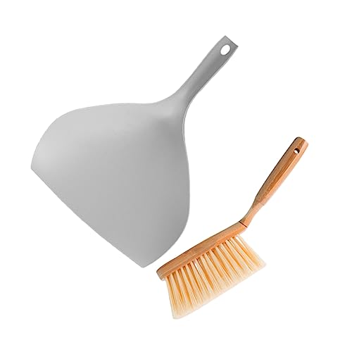 COLLBATH 1 Set Desktop Cleaning Kit Cleaning Broom and Dustpan Mini Brochas para Limpiar Hand Broom and Dusting Brush Car Small Dustpan Brush Whisk Broom Flat Skillet Kits Brush Grey