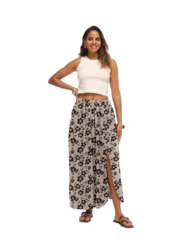HiMONE High Waisted Maxi Skirt Flowy A Line Silhouette Lightweight Fabric for Beach Holiday Casual Weekend — view 5