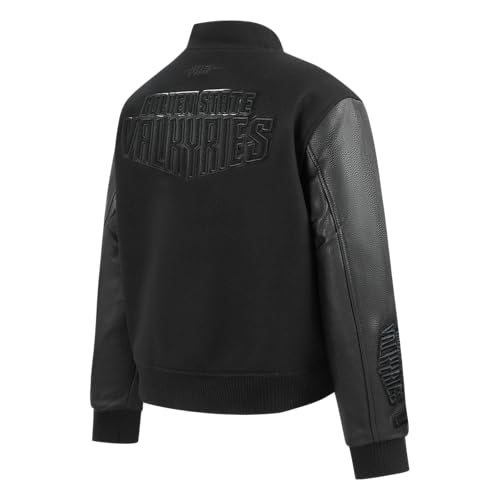 Womens WNBA Classic Triple Black Varsity Jacket4