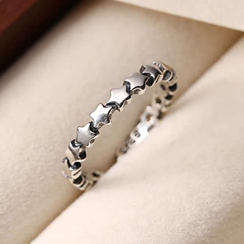 NewZenro Retro Star Open Adjustable Stacking Band Ring for Women S925 Sterling Silver Dainty Vintage Stars Statement Engagement Tiny Finger Rings Jewelry Gifts for Bff Daughter Her Birthday2