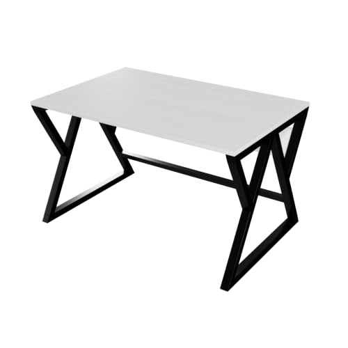 Image of Riyan Luxiwood Daffodil Computer Table in Engineered Wood with Flat Surface, Multi-Usage Laptop Desk & Home Office, Desk Sturdy Gaming Table (White, Small)