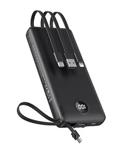 VEEKTOMX Power Bank 20000mAh mit integrierten Kabeln, Reise Gadgets