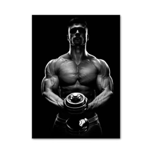 Affiche d'art mural homme noir et blanc deco fitness figure image moderne impression sur toile