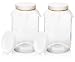2 Pack - 1 Gallon Glass Wide Mouth Kombucha Brewing Mason Jar - Home Brewing and Fermenting Kit with Cotton Cloth Filter, Rubber Band and Plastic Lid - By Kitchentoolz