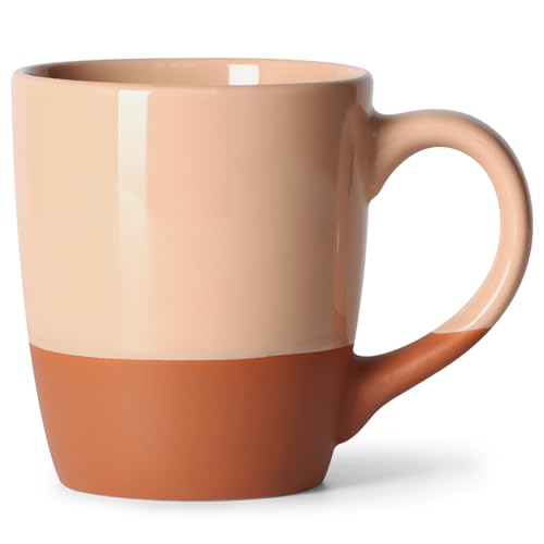 Smilatte 20 OZ Large Coffee Mug, Nice Ceramic Boss Tea Cup with Big Handle for Dad Men Women, Unique Style for Any Kitchen, Red