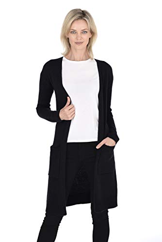 Cashmeren Mid-Length Open Cardigan 100% Cashmere Long Profile Sleeved Sweater for Women
