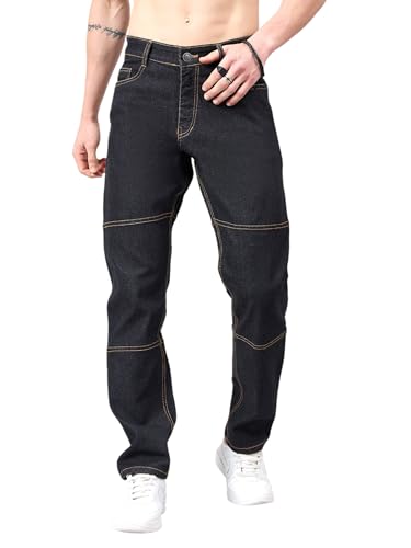Image of STUDIO NEXX Men's Loose Fit Jeans | Stretchable | Jeans for Men | Contrast Stitch Jeans | Panelled Stitch
