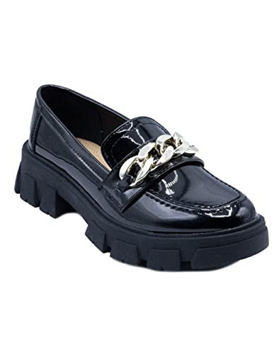 Loafers Femme Mocassins Semelle Plateforme crantée chaîne maillon Semelle confort39 Cover