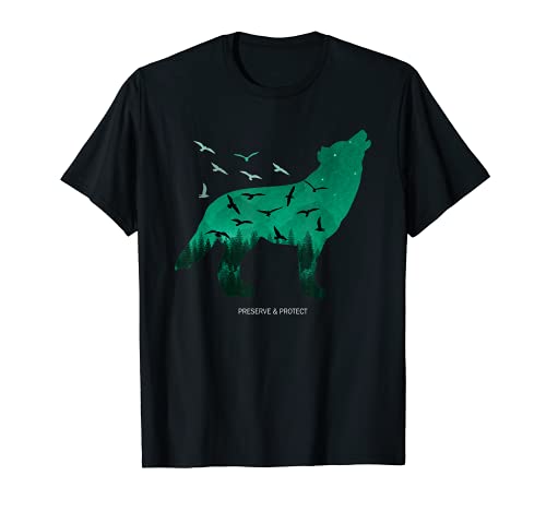 Preserve & Protect Silhouette Wolf Protection climatique T-Shirt