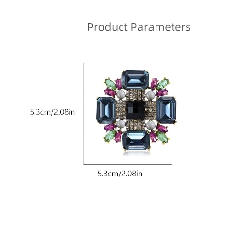 Image of Baroque Rhinestone Brooch Pin for Women Men Vintage Rectangle Crystal Round Ball Victorian Art Deco Brooches Lapel Pins Elegant Dress Accessories Wedding Birthday Jewelry Corsage