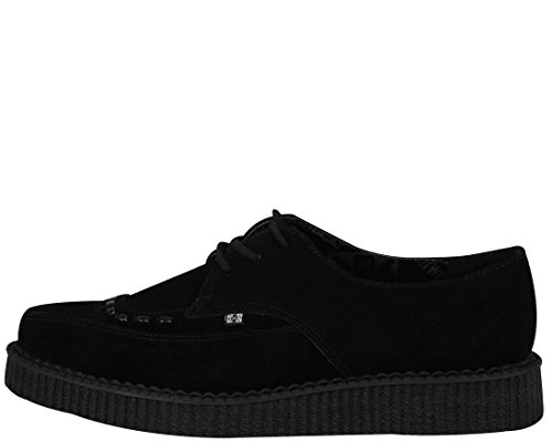 T.U.K. Black Suede Pointed Creepers for Men & Women, Low Platform Lace Up Sneakers3
