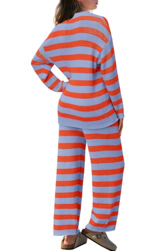 Image of SENSERISE Womens Striped Set Sweater Lounge Sets