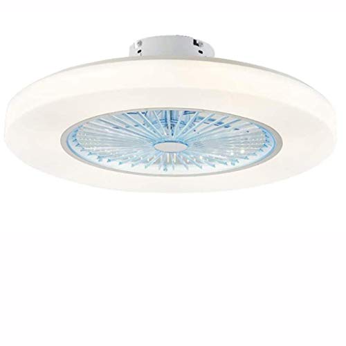 JINWELL - Ventilador de techo LED creativo moderno con mando a distancia silencioso, lámpara de habitación de los niños, salón, plafón, ventilador en lámparas y iluminación (azul)