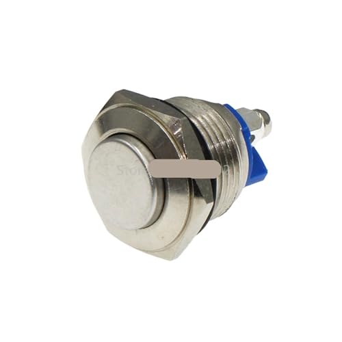Pulsador de 16mm en laton niquelado con acabado premium y mecanismo redondo alto auto-reseteable
