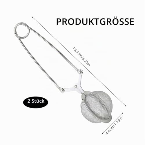 Foto von 2 Stück Teezange Edelstahl Teesieb für losen Tee Teeei Kugelform Rostfreiem
