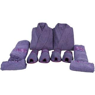 Spear Enterprises Cotton Unisex Bathrobes (Purple) -Set of 8