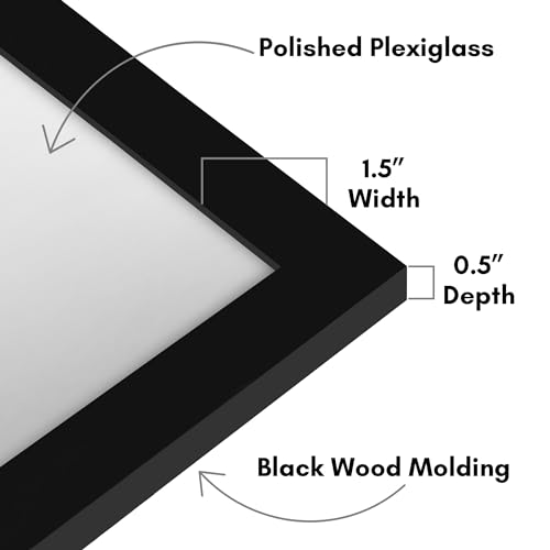 Americanflat 18x36 Picture Frame with Polished Plexiglass - Black Picture Frame - Wide Photo Frames Made of Engineered Wood for Vertical or Horizontal Wall Display - Epic Collection - Black