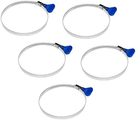 POWERTEC 70127 2-1/2 Inch Key Hose Clamp | Stainless Steel 2.5" Thumb Screw Dust Collector Hose Clamps – 5 Pack, 2-1/2-Inch