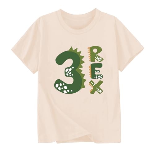 2-6 Rex Birthday Shirts Toddler Kids Dinosaur Theme Birthday T-Shirts Cotton Short Sleeve Tees