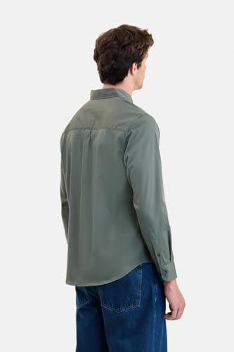 Image of SNITCH Men Casual Shirt | Regular Fit Long Sleeve Button-Down Collar Textured Style | Durable Polyester Twill & Single Patch Pocket for Work
