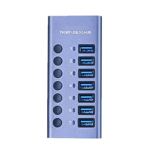 Hub USB Multi-Funzione Extender USB 3.0 multiporta in Lega di Alluminio Switch Indipendente Hub USB ad Alta Corrente7USB