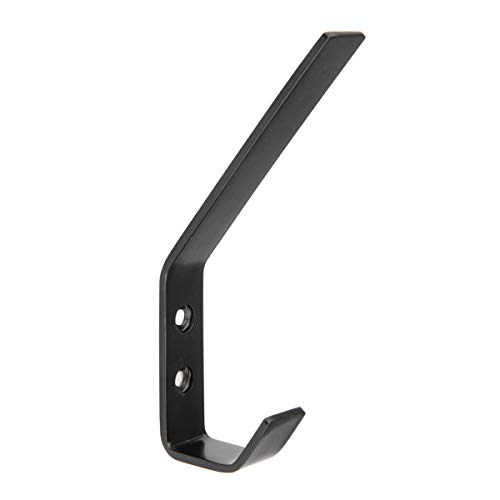 Amazon Basics Wall Mounted Modern Metal Drywall Coat Hooks - Flat Black, 5-Pack view 4
