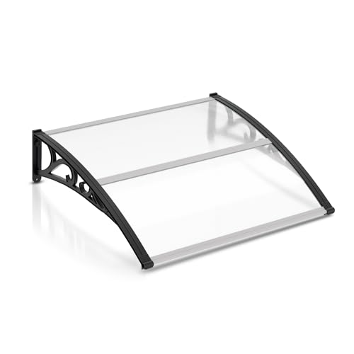 EINFEBEN Auvent pour porte d'entrée - 120 x 100 cm - En polycarbonate transparent - 5 mm - Support en polypropylène - Toit de porte pour l'extérieur -...