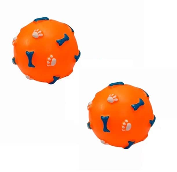 Dog Trust Squeaky Vinyl Dog Toy Ball with Colorful Dog Paw and Bone Pattern Ball for All Breeds Dogs and Puppies (Colour May Vary) 4