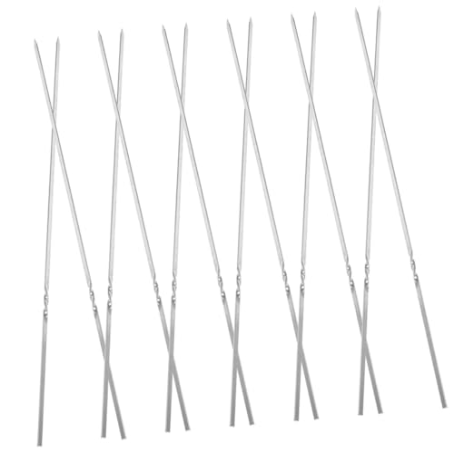 TOGEVAL 20 Piezas Brochetas Planas Acero Inoxidable Reutilizables para Barbacoa y Pinchos de Carne Resistentes para Asar Reuniones y Exteriores