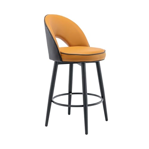 Taburete Giratorio de Bar, Sillas de Comedor, Material de Cuero PU y Hierro al Carbono, Ideal para Mostradores de Isla, Restaurantes, Bares y Recepciones de Hotel(Orange,62cm)