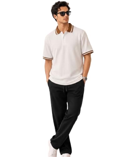 Image of AUSK Men's Polo T-Shirt & Track Pant Co-Ord Set | Cotton Blend Regular Fit Half Sleeve Polo Neck Tshirt with Elastic Waist Track Pant | Casual Lounge, Travel & Weekend Wear Outfit Set for Men