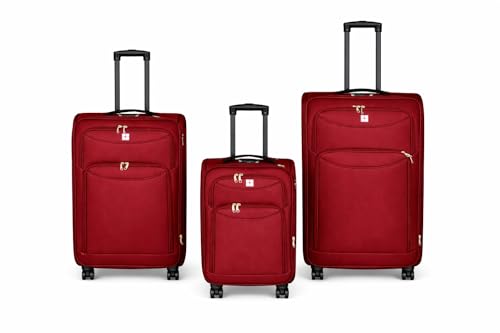 Luggage Sets 3 Piece Lightweight & Durable Suitcase Sets (Red)